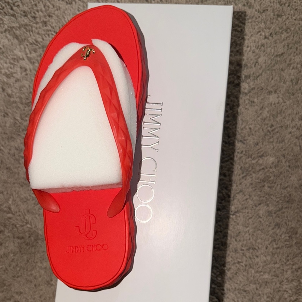 Red Jelly Flip Flop Sandals - Picture 2 of 3